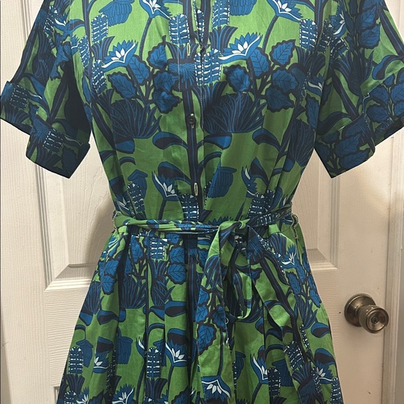 BROOKS BROTHERS Green and Blue Floral Shirt Dress - Picture 4 of 13